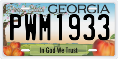 GA license plate PWM1933