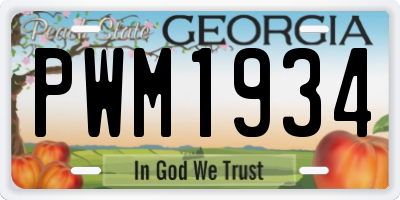 GA license plate PWM1934