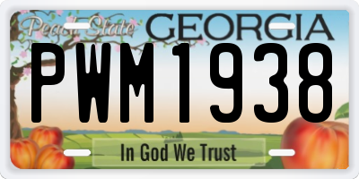 GA license plate PWM1938