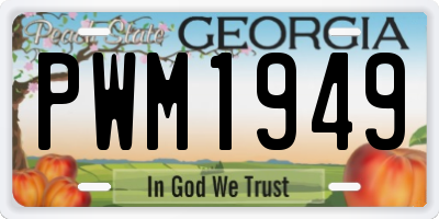GA license plate PWM1949