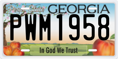 GA license plate PWM1958