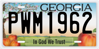 GA license plate PWM1962
