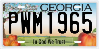 GA license plate PWM1965