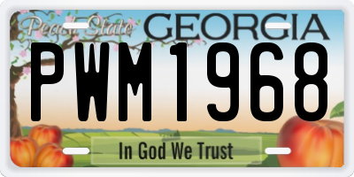 GA license plate PWM1968