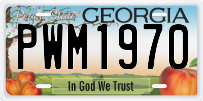 GA license plate PWM1970