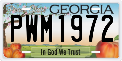 GA license plate PWM1972