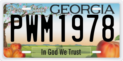 GA license plate PWM1978