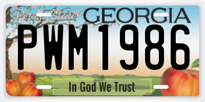 GA license plate PWM1986