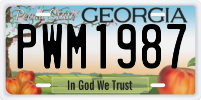 GA license plate PWM1987