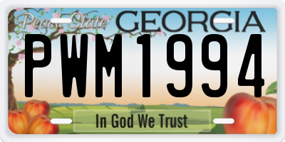GA license plate PWM1994