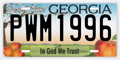 GA license plate PWM1996