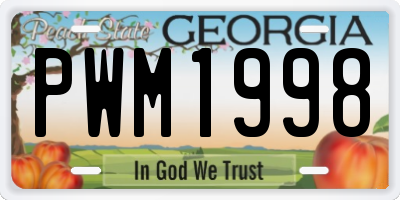 GA license plate PWM1998