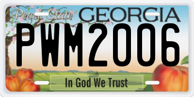 GA license plate PWM2006