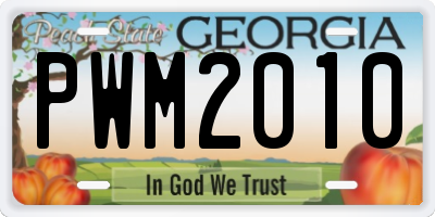 GA license plate PWM2010