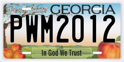 GA license plate PWM2012