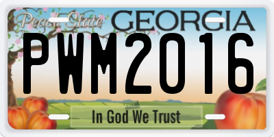 GA license plate PWM2016