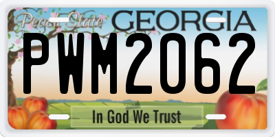 GA license plate PWM2062