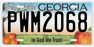 GA license plate PWM2068