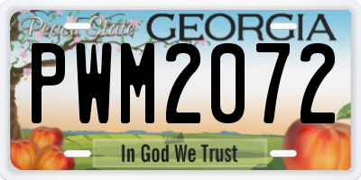 GA license plate PWM2072