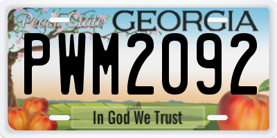 GA license plate PWM2092