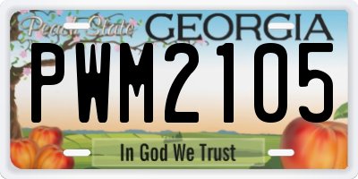 GA license plate PWM2105