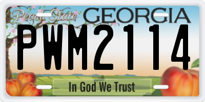 GA license plate PWM2114