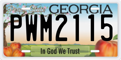 GA license plate PWM2115