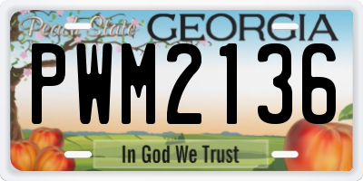 GA license plate PWM2136