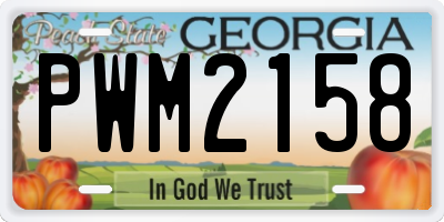 GA license plate PWM2158