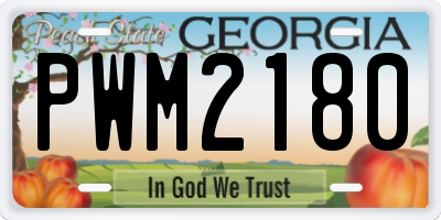 GA license plate PWM2180