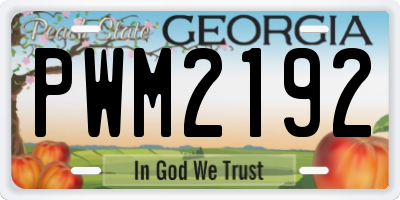 GA license plate PWM2192