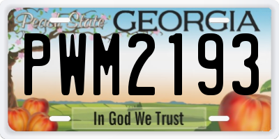GA license plate PWM2193