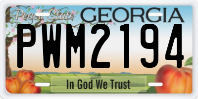 GA license plate PWM2194
