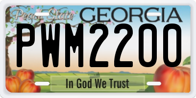 GA license plate PWM2200