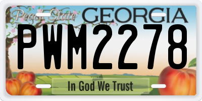 GA license plate PWM2278