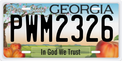GA license plate PWM2326