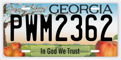 GA license plate PWM2362