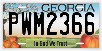 GA license plate PWM2366