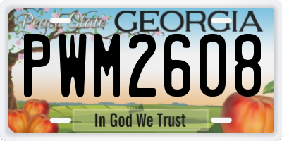 GA license plate PWM2608