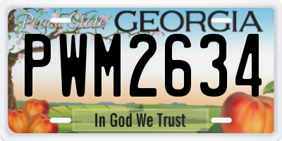 GA license plate PWM2634