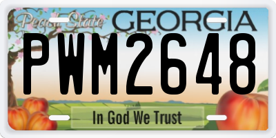 GA license plate PWM2648