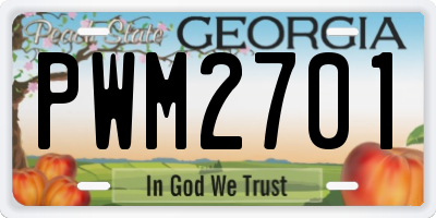 GA license plate PWM2701