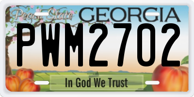 GA license plate PWM2702