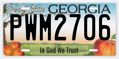 GA license plate PWM2706
