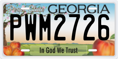 GA license plate PWM2726
