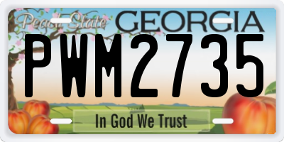 GA license plate PWM2735