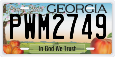 GA license plate PWM2749