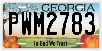 GA license plate PWM2783