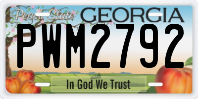 GA license plate PWM2792