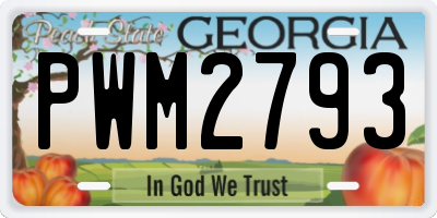 GA license plate PWM2793